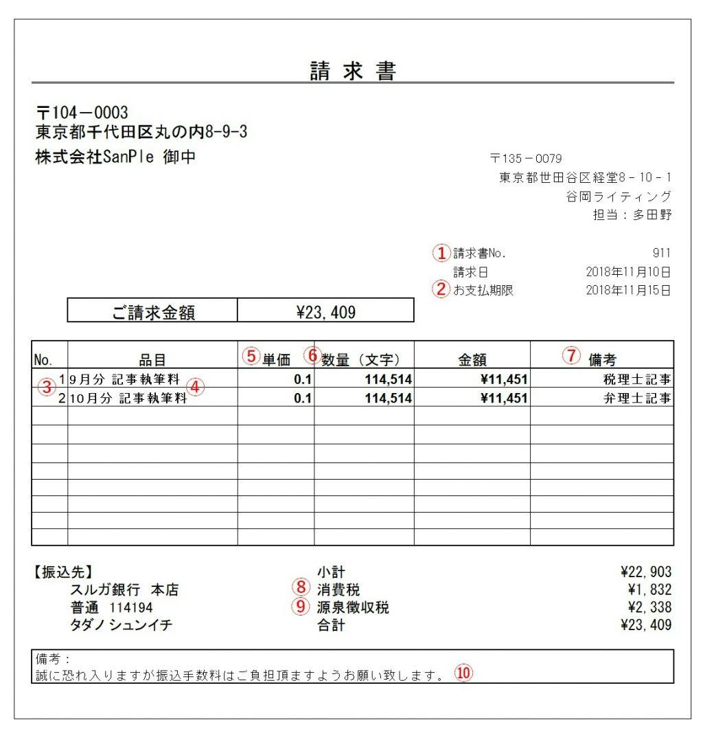 見本 チェックリスト付 個人事業主の請求書 封筒の書き方を解説 ミツモア