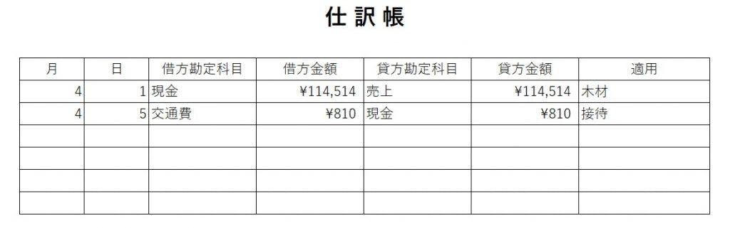 仕訳帳【見本】