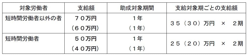 特定求職者雇用開発助成金 生涯現役コース 支給額