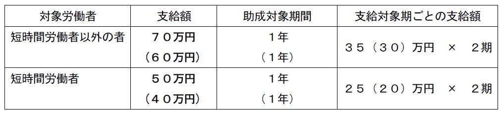 特定求職者雇用開発助成金　生涯現役コース　支給額