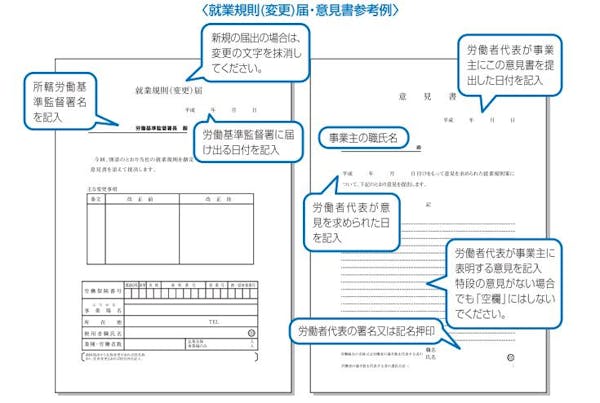 就業規則・意見書記入例