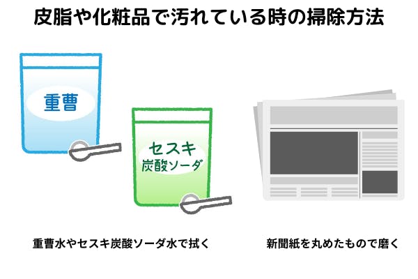 皮脂や化粧品で汚れている時の掃除方法