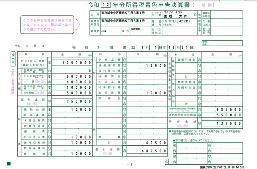 令和2年度版 個人事業主の確定申告書bの書き方を記入例付きで解説 ミツモア