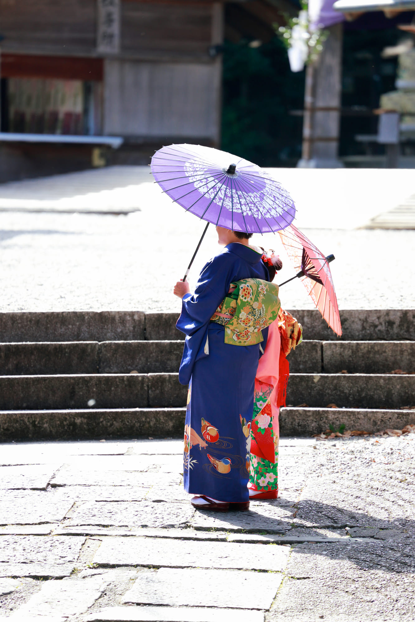 七五三 男の子 ５歳 紫格子 着物羽織 Japan 黒かっ style 袴おまけ付き